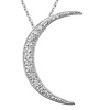 Silver CZ Diamond Crescent Moon Charm Necklace