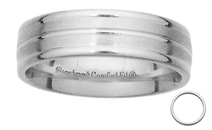 6mm 14k White Gold Designer Comfort Fit Band