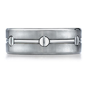 Nail Head Design Titanium Benchmark Wedding Ring