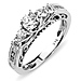 Art Deco Flourish Round-Cut Diamond Engagement Ring in 14K White Gold thumb 0