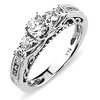 Art Deco Flourish Round-Cut Diamond Engagement Ring in 14K White Gold