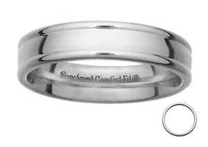 4mm Platinum Designer Edge Comfort Fit Band