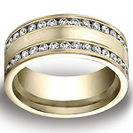 14K Yellow Gold Satin Diamond Benchmark Band