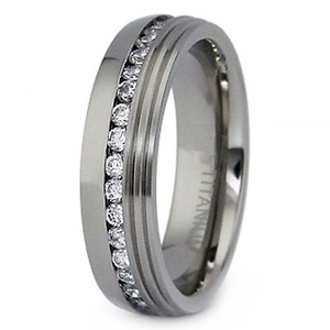 Titanium Eternity Band with CZ Stones