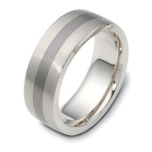 7.5mm White Gold Inlay Titanium Dora Wedding Band