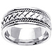 8.5mm 14K White Gold Handmade Rope & Woven Wedding Band thumb 0