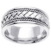 8.5mm 14K White Gold Handmade Rope & Woven Wedding Band