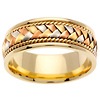 8.5mm Handmade Woven 14K Tri Color Gold Wedding Band - Men