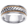 8.5mm Designer Handmade Rope Braided Wedding Band in 14K Two Tone Gold