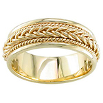 7mm Cord & Raised Braid 14K Yellow Gold Wedding Band