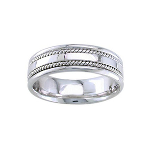 7mm 14k White Gold Designer Handmade Band