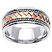 8.5mm Tri-Color Handmade Braid & Cord 14K White Gold Wedding Band thumb 0