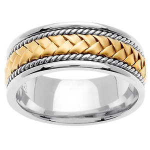 8.5mm 14k Two Tone Woven Hand Made Band