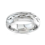 7mm Domed Handmade Braided Ring in 14K White Gold