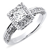 14K White Gold Halo Princess Cut Engagement Ring 1 ctw