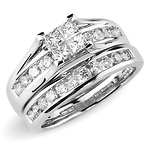14K White Gold Princess Cut Diamond Bridal Ring Set