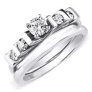 Charming 14K White Gold Diamond Engagement Ring Set 0.50ctw