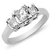 Modern Three Stone 14K White Gold Princess Cut Diamond Engagement Ring