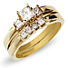 Three Stone 14K Yellow Gold Princess Cut Diamond Wedding Ring Set thumb 0