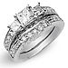 14K White Gold 3 Stone Diamond Bridal Ring Set thumb 0