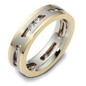 18K Two Tone Gold Dora Moving Diamond Wedding Ring, 0.54 tcw