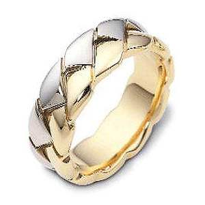 Carved & Engraved 8.00 mm 18K Two Tone Gold Designer Braid Band