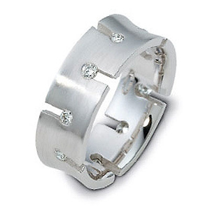 Diamond 18K White Gold Staggered Dora Wedding Ring, 0.25 tcw