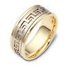 8mm Greek Key 18K Two Tone Gold Wedding Band