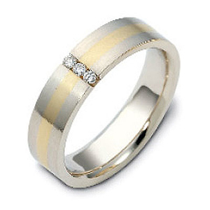 3 Stone Diamond 0.04 tcw 14K Two Tone Dora Wedding Band