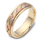 6mm 18K Tri Color Braided Dora Wedding Band