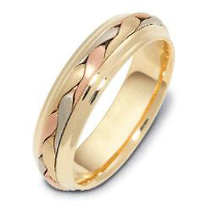 thumbnail image 2 of 14k Tri-Color Gold Braided High Polished Ring - Made In Italy - Sizes 6-9 2 of 4