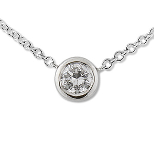 0.17ct Round Diamond Bezel Set Platinum Solitaire Pendant