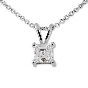 0.40ct Asscher Cut 4 Prong Solitaire Pendant