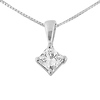 14K White Gold 0.5ct Princess Cut Solitaire Diamond Pendant & Box Chain
