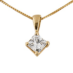 14K Yellow Gold 0.50ct Princess Cut 4 Prong Solitaire Pendant