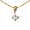 14K Yellow Gold 0.33ct Princess Cut 4 Prong Solitaire Pendant