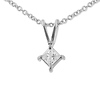 14K White Gold 0.33ct Princess Diamond Solitaire Pendant & Cable Chain