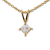 14K Yellow Gold 0.33ct Princess Cut 4 Prong Solitaire Pendant