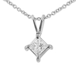 14K White Gold 0.40ct Princess Cut 4 Prong Solitaire Pendant