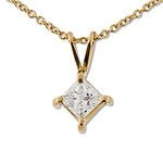 14K Yellow Gold 0.40ct Princess Cut 4 Prong Solitaire Pendant