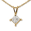 14K Yellow Gold 0.50ct Princess Cut 4 Prong Solitaire Pendant