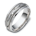 7.00 mm 14K White Gold Woven Dora Wedding Band