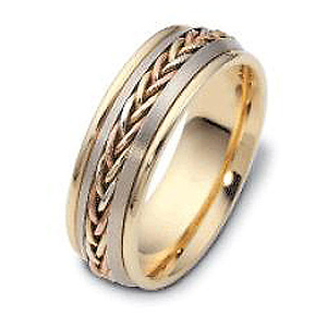 7.50mm 18K Tri Color Dora Wedding Band