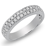 14K White Gold Two-Row Pave Set Diamond Wedding Band 0.50ctw