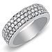 14K White Gold Triple Row Pave Set Diamond Wedding Band 0.75ctw thumb 0