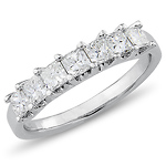 14K 7 Stone 1.00ctw Princess Cut Diamond Ring