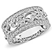 14K White Gold Art Deco Floral Diamond Ring Band 0.25ctw thumb 0
