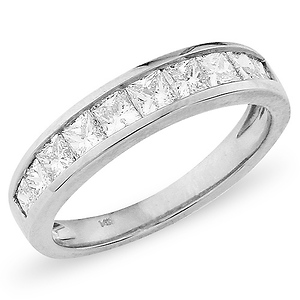 14K White Gold 1.00ctw Princess Cut Channel Set Ring