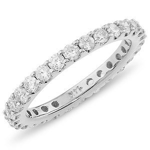 14K White Gold 1ctw Pave Set Diamond Eternity Ring