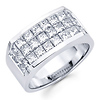 14K White Gold 4.20ctw Invisible Set Princess Cut Men's Ring